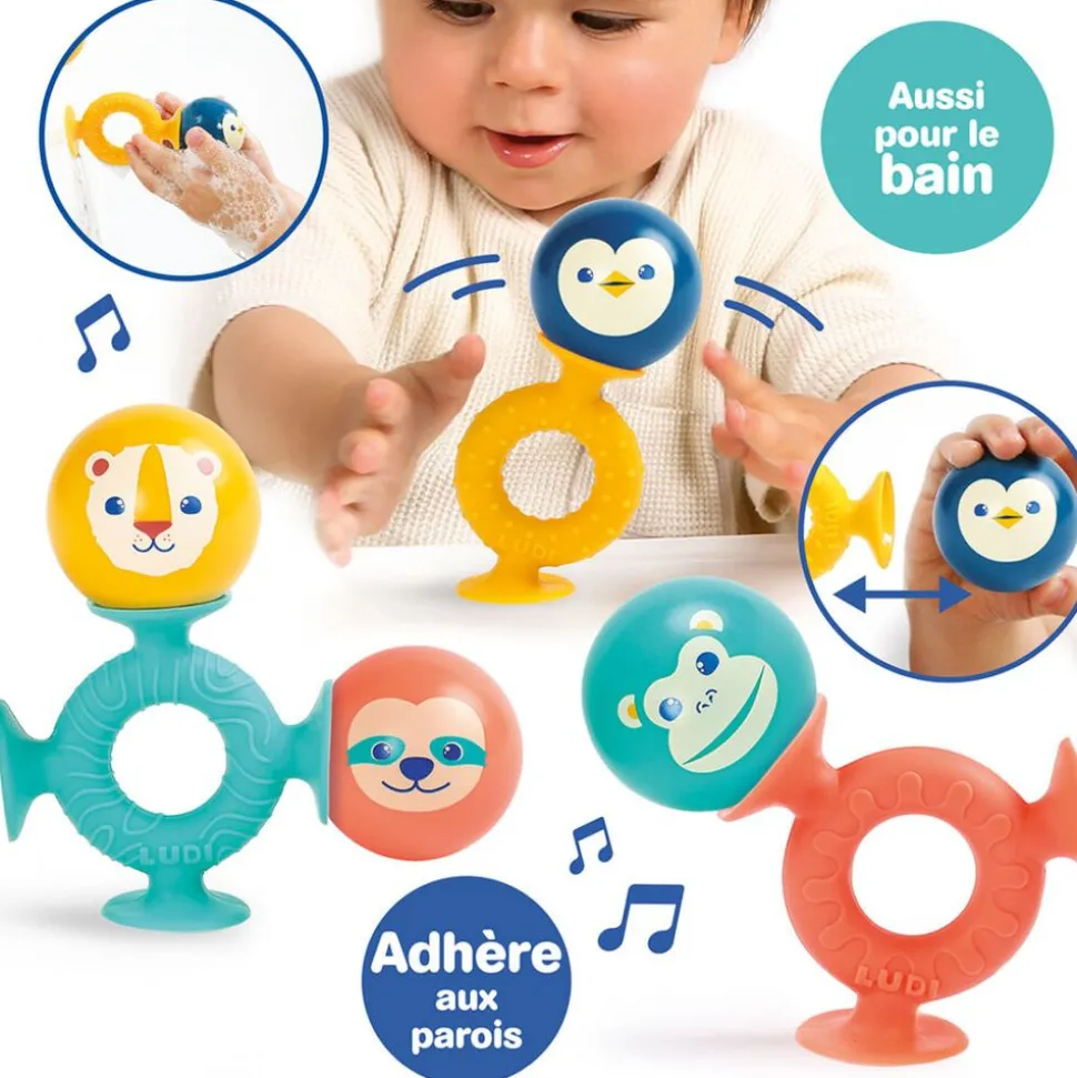 Jeu d'éveil à ventouses et balles sonores smac pop