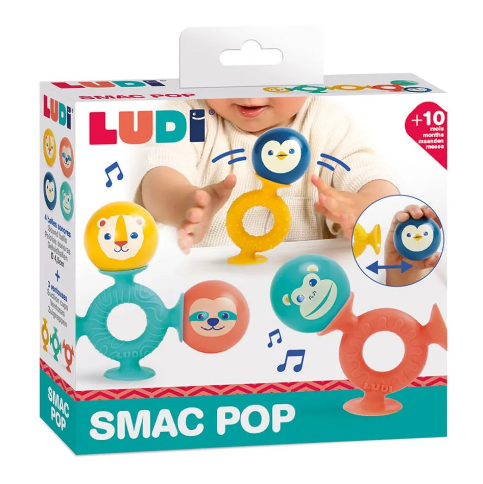 Jeu d'éveil à ventouses et balles sonores smac pop