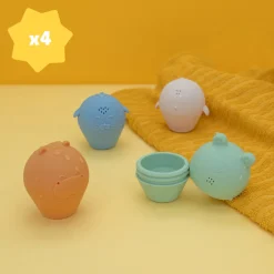 Jouet de bain 4 aspergeurs ouverts en silicone