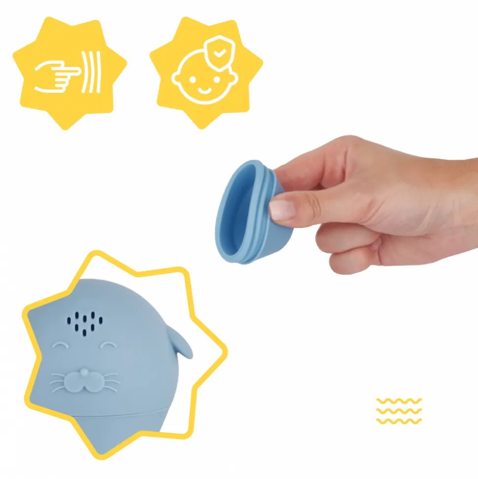 Jouet de bain 4 aspergeurs ouverts en silicone