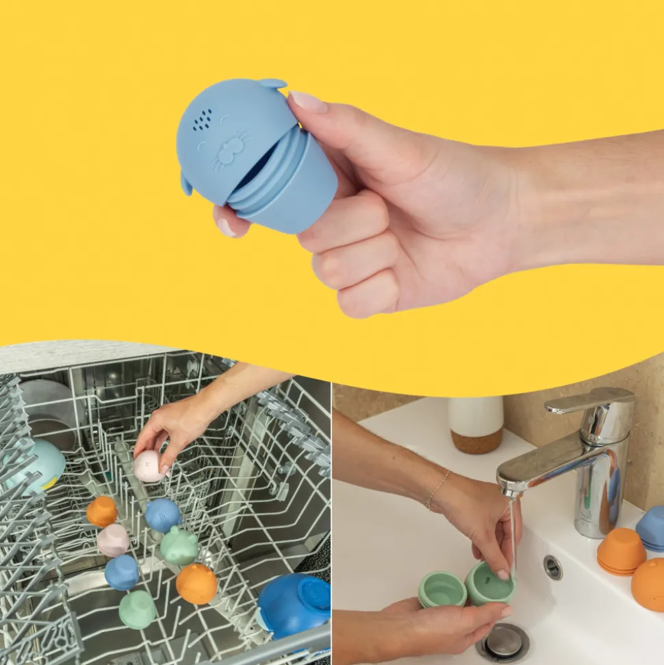 Jouet de bain 4 aspergeurs ouverts en silicone