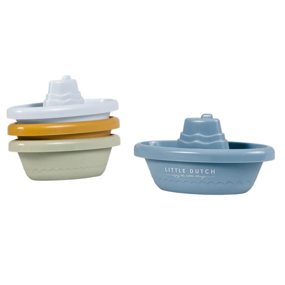 Jouet de bain bateaux à empiler bleu