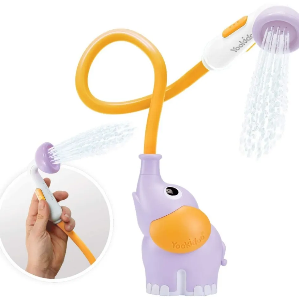 Jouet de bain bébé douchette éléphant mauve