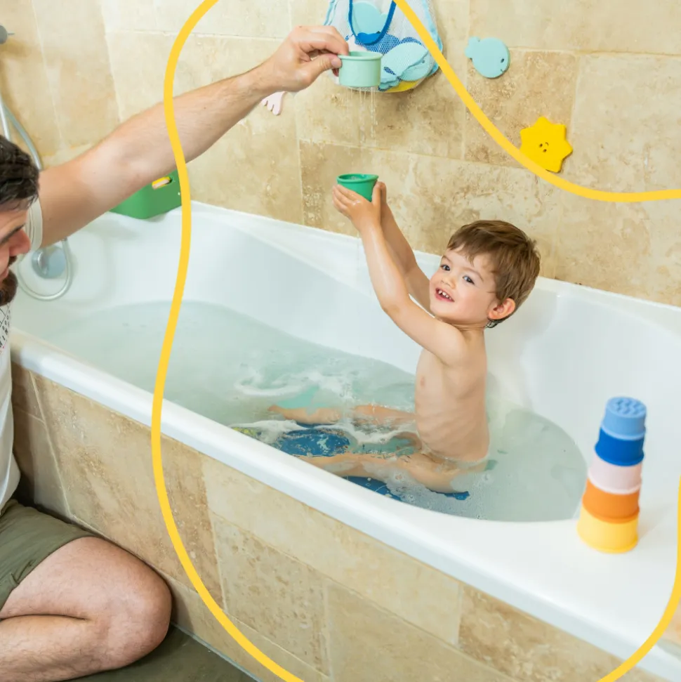 Jouet de bain bébé tasses empilables en silicone