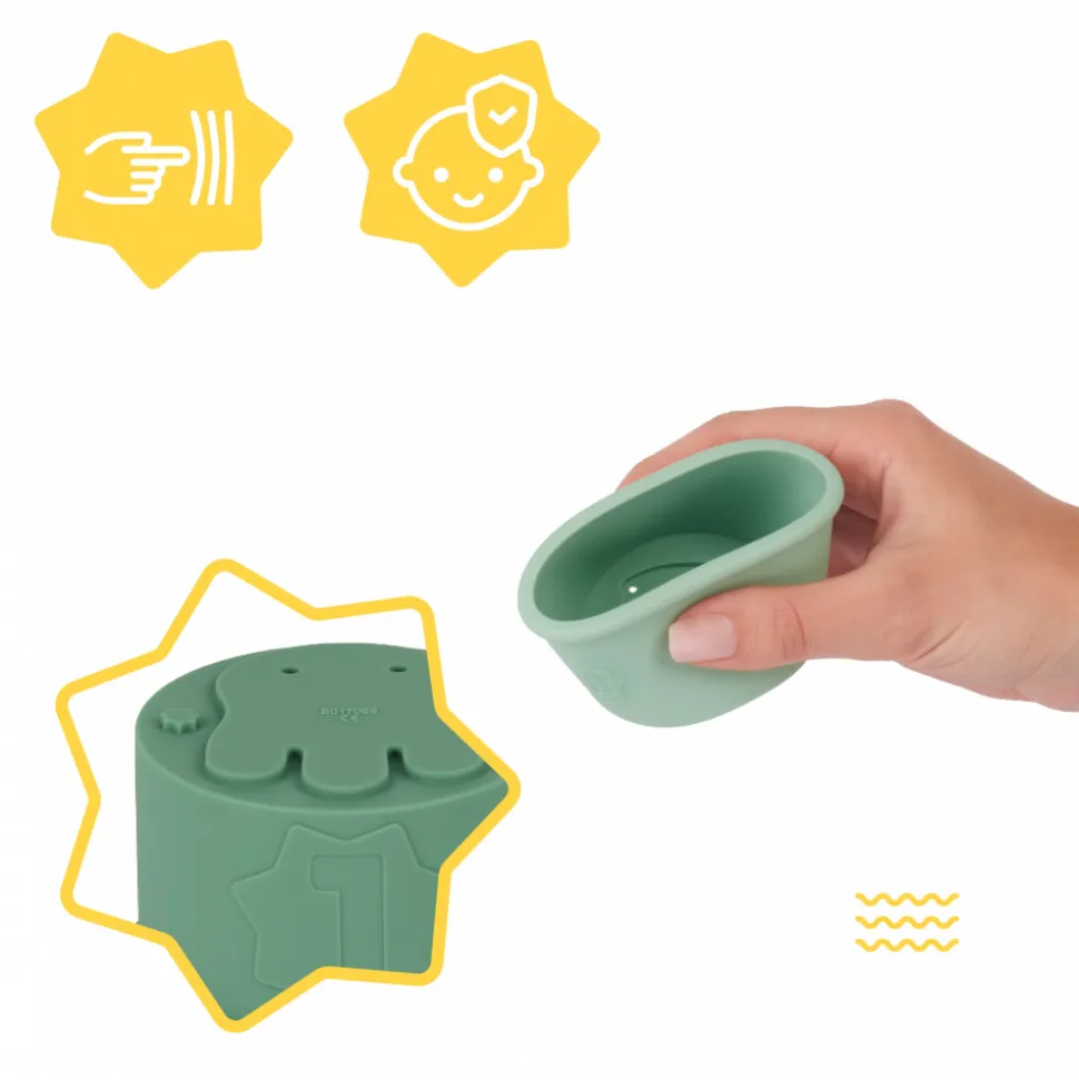 Jouet de bain bébé tasses empilables en silicone