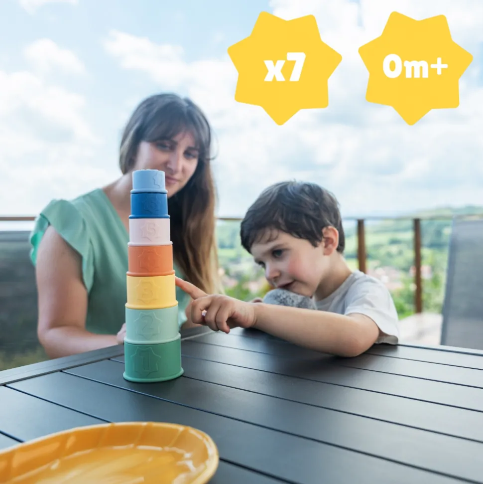 Jouet de bain bébé tasses empilables en silicone