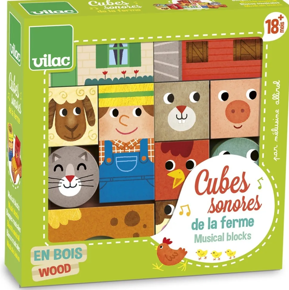 Jouet d'éveil bébé cubes sonores de la ferme