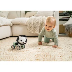 Jouet d'éveil tiny roller lion - black & white
