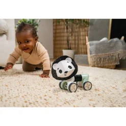 Jouet d'éveil tiny roller lion - black & white