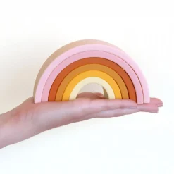 Jouet à empiler arc en ciel rose