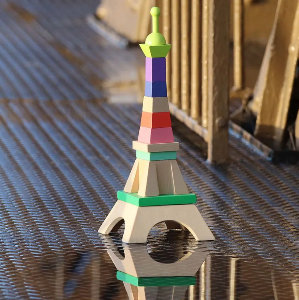 Jouet en bois à empiler tour eiffel