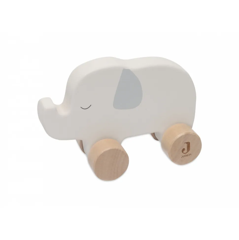 Jouet en bois à roulettes éléphant