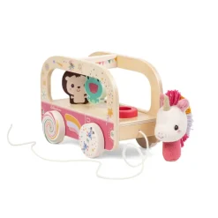 Jouet en bois à tirer bus magique lena la licorne