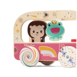 Jouet en bois à tirer bus magique lena la licorne