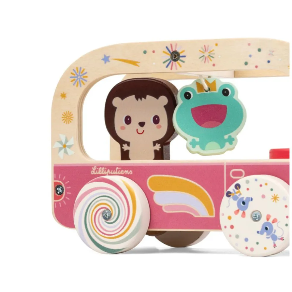 Jouet en bois à tirer bus magique lena la licorne
