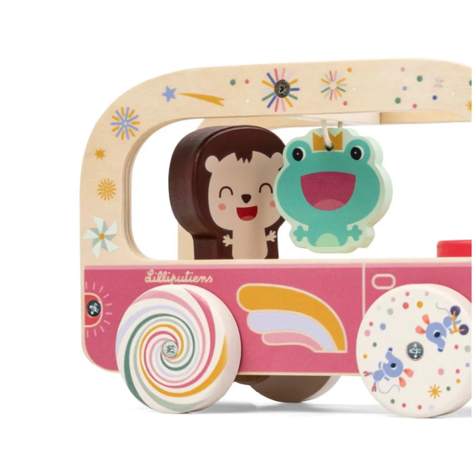 Jouet en bois à tirer bus magique lena la licorne