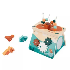 Jouet en bois volcan multi-activités dino