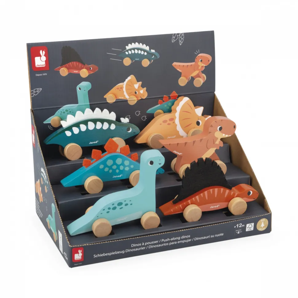 Jouet à pousser en bois dinosaure (modèle aléatoire)
