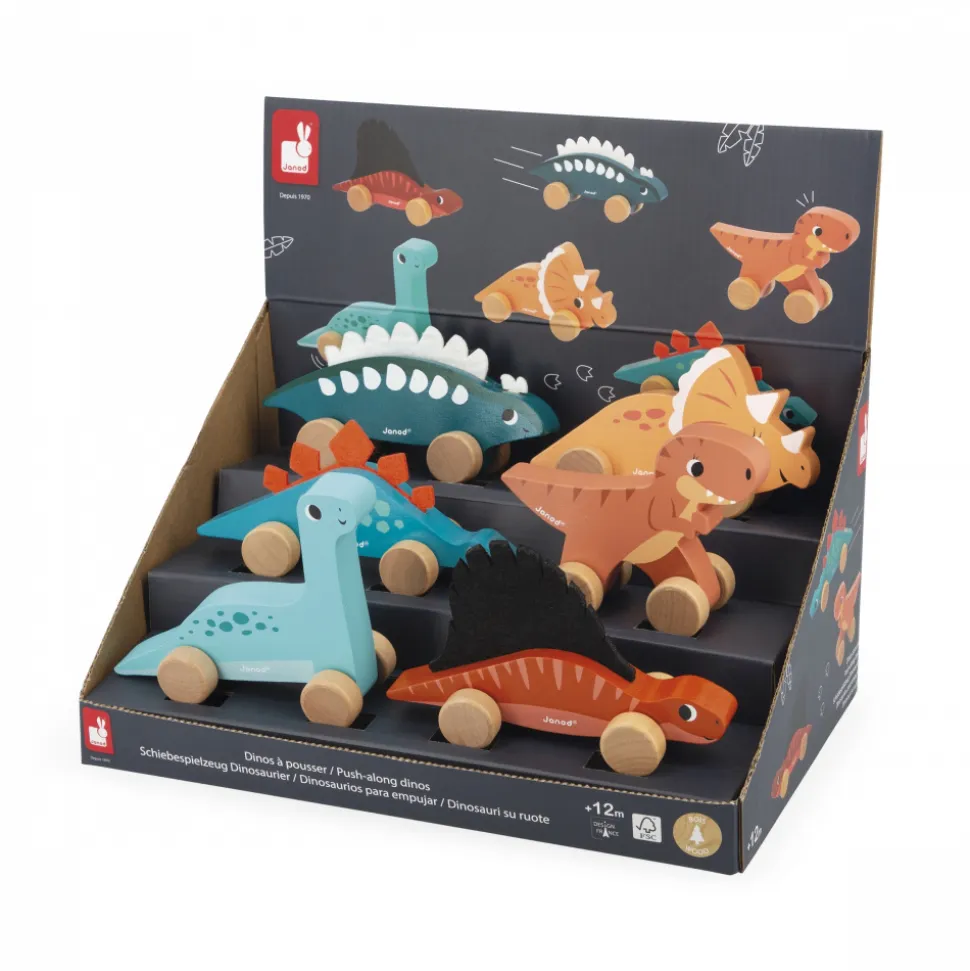 Jouet à pousser en bois dinosaure (modèle aléatoire)