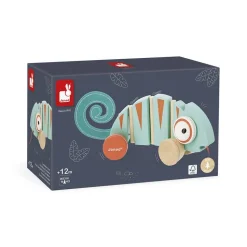 Jouet à tirer en bois caméléon tropik