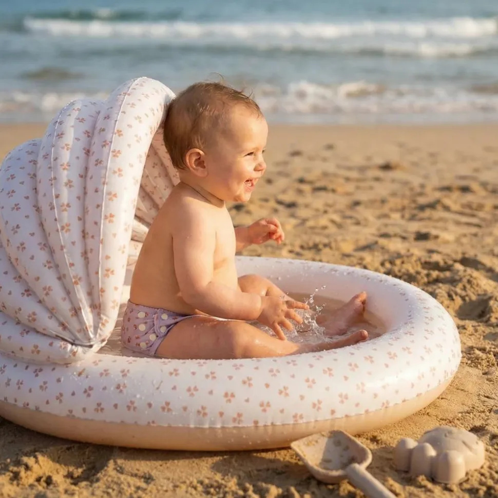 Kids pool - beige - cozy hearts - ø 100 cm with canopy
