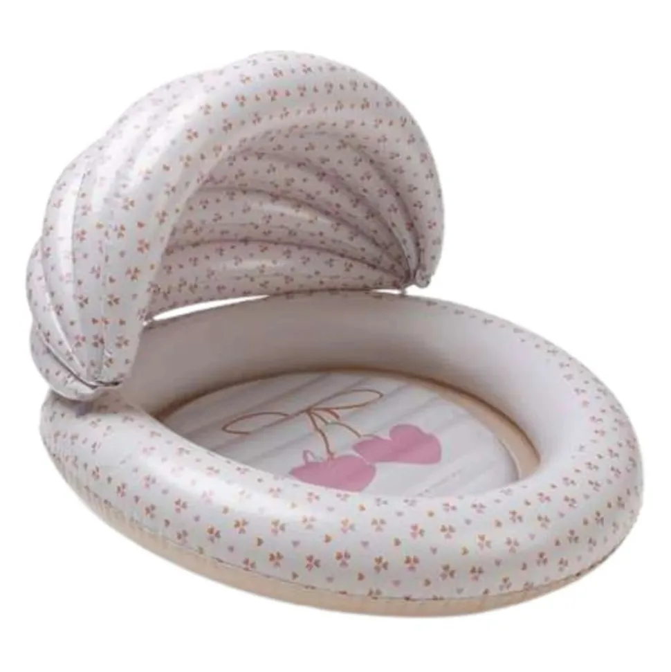 Kids pool - beige - cozy hearts - ø 100 cm with canopy