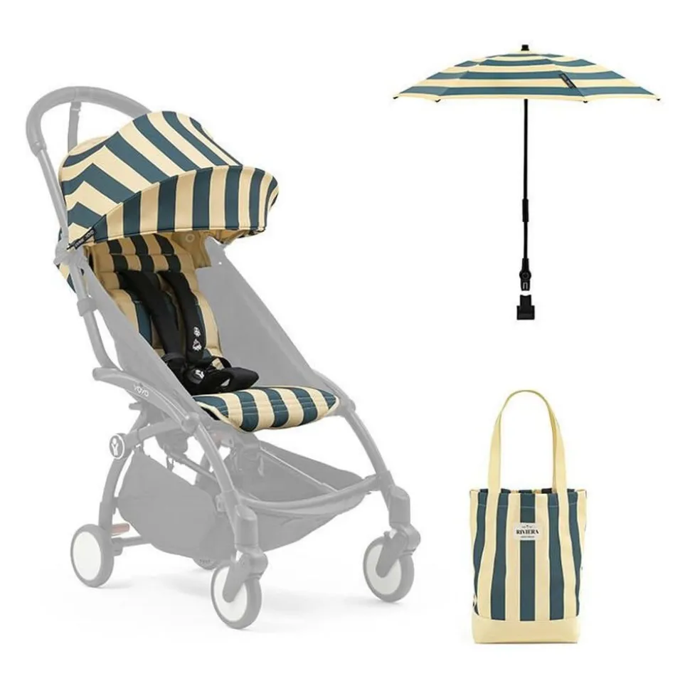 Kit d'été poussette yoyo 3 avec ombrelle, assise pack 6+ et sac tote bag monaco - edition limitée riviera