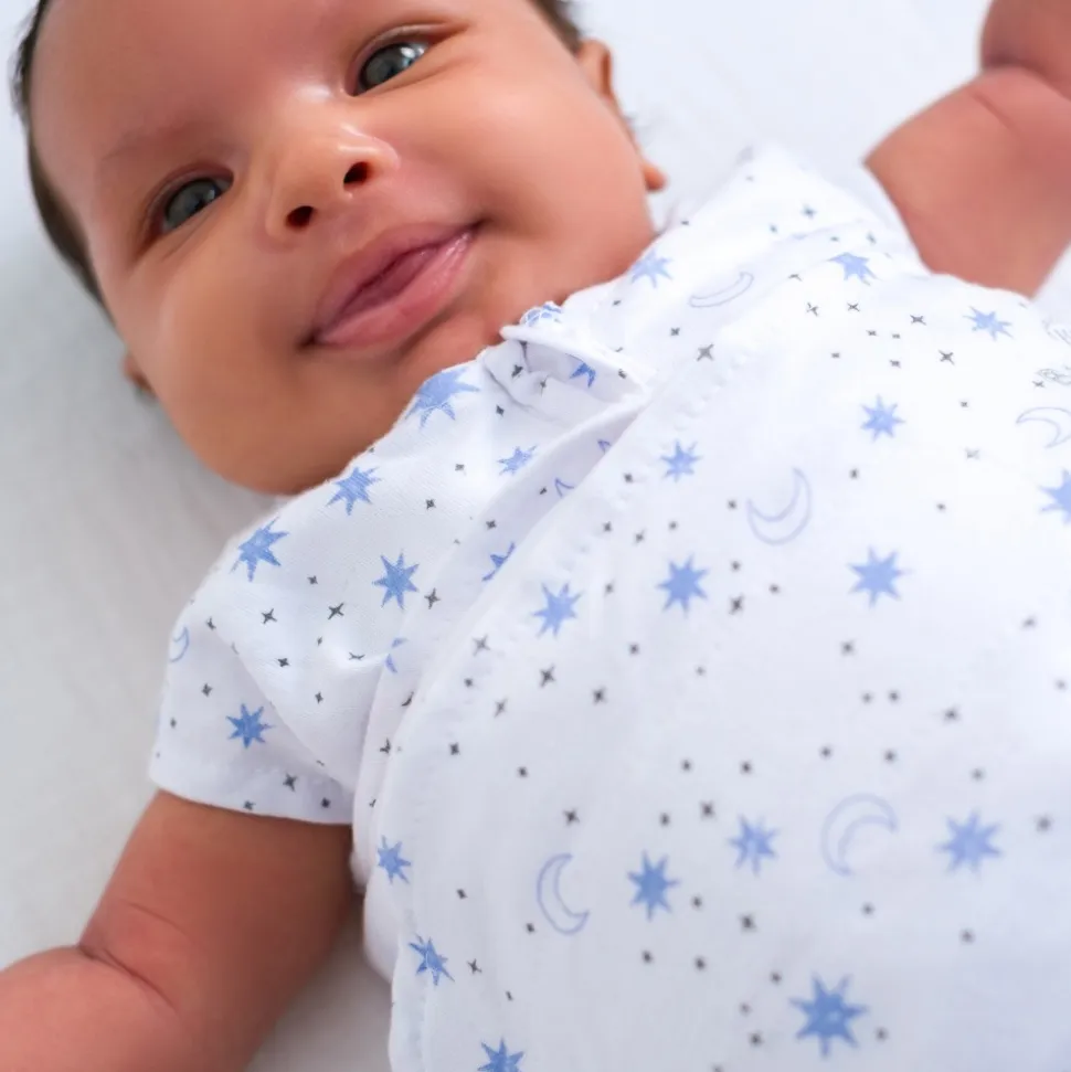 Lange d'emmaillotage 3 en 1 halo® sleepsack® 1,5tog 100% coton, midnight moons blue (0-3m)