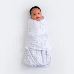 Lange d'emmaillotage 3 en 1 halo® sleepsack® 1,5tog 100% coton, midnight moons blue (0-3m)