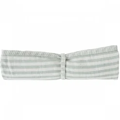 Lange gaze de coton gaufré rayé vert de gris