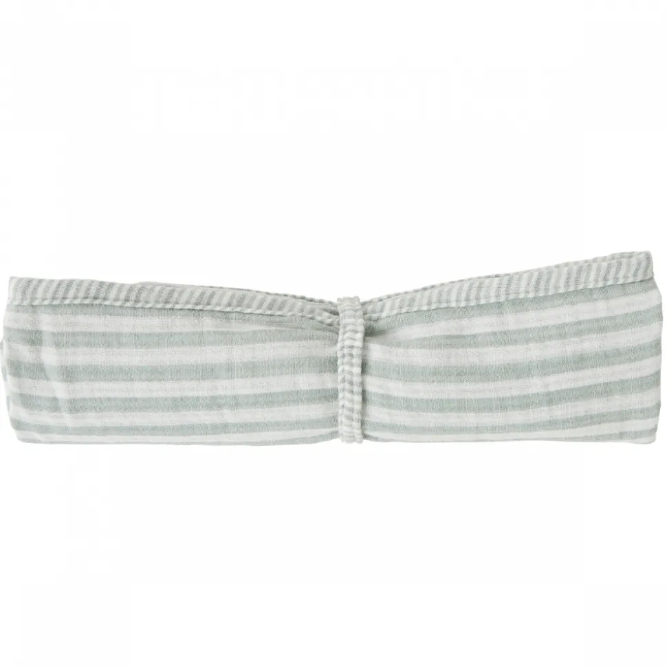 Lange gaze de coton gaufré rayé vert de gris