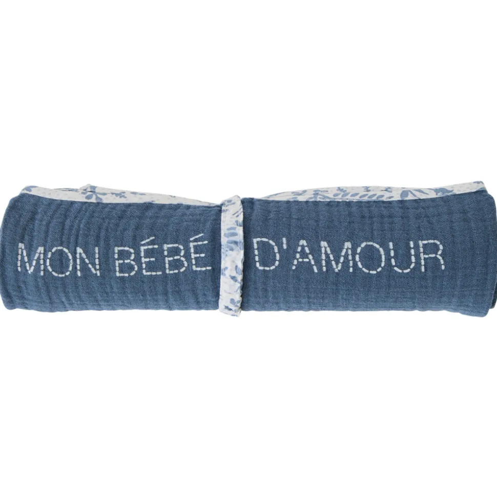 Lange gaze de coton pierre bleue / imprimé forêt