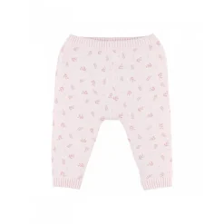 Legging maille rose fleurs 6 mois