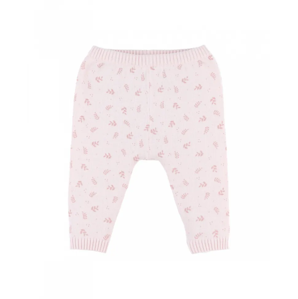 Legging maille rose fleurs 6 mois