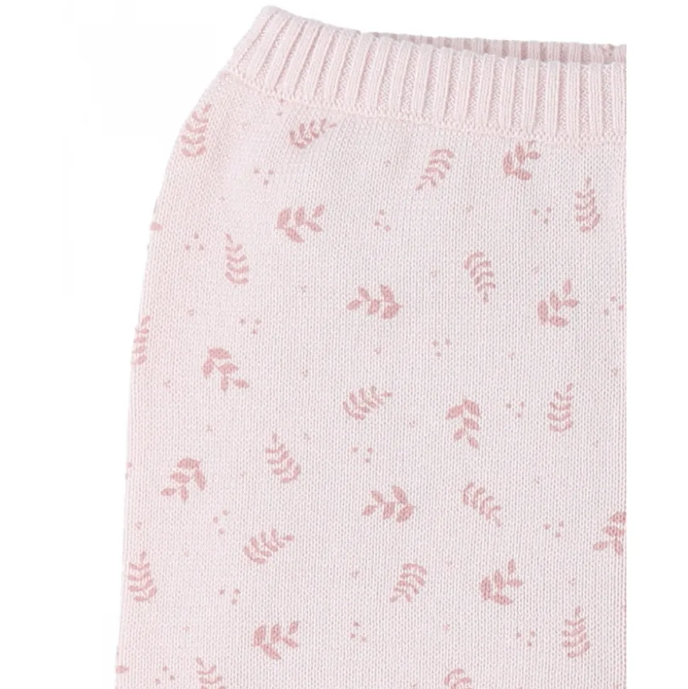 Legging maille rose fleurs 6 mois
