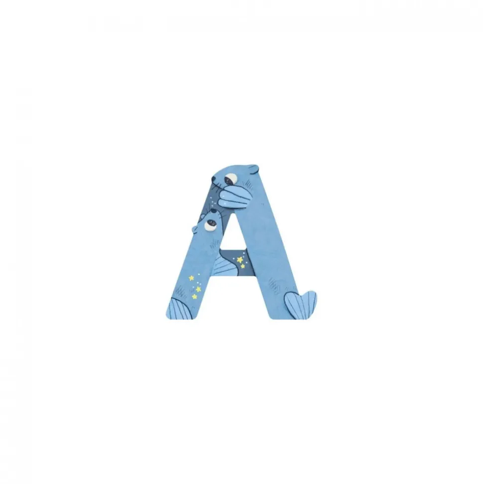 Lettre bois - a bleu
