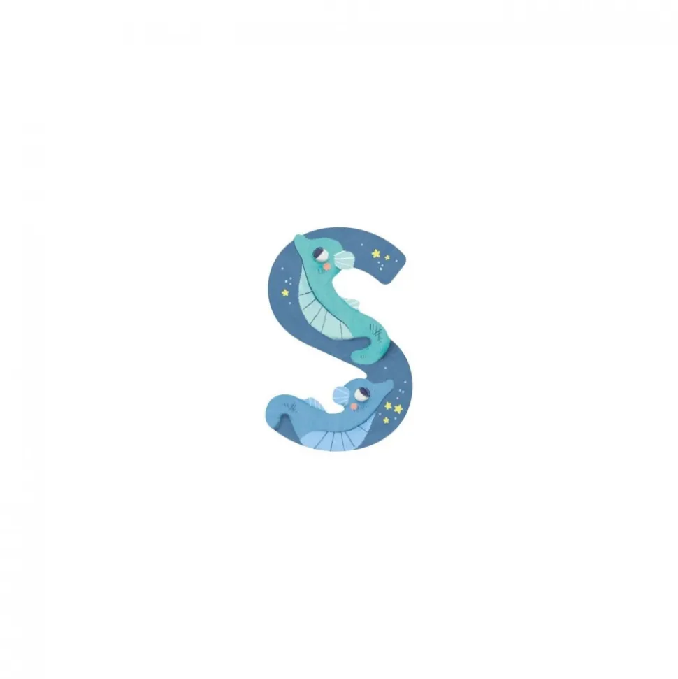 Lettre bois - s bleu