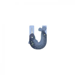 Lettre bois - u bleu