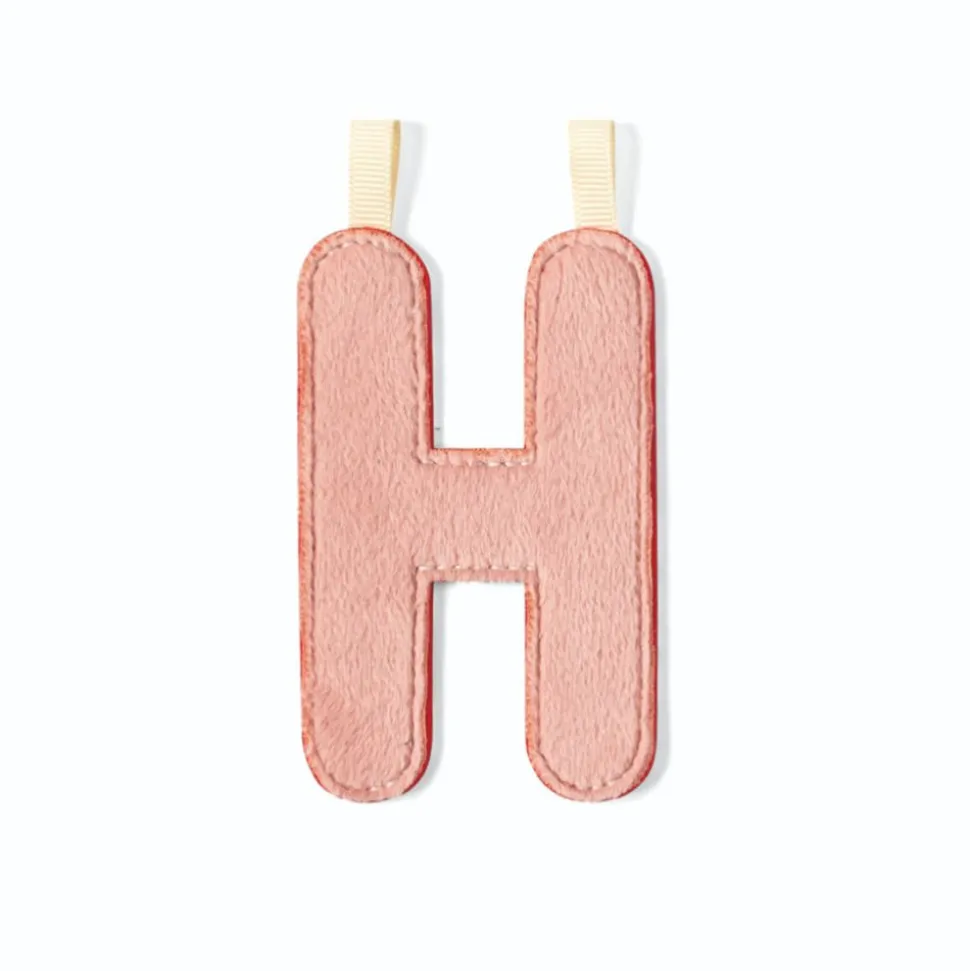 Lettre en tissu phosphorescente rose h