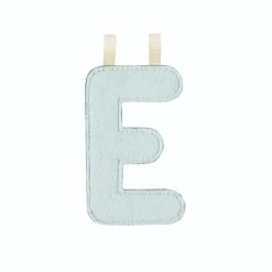 Lettre en tissu phosphorescente bleue e