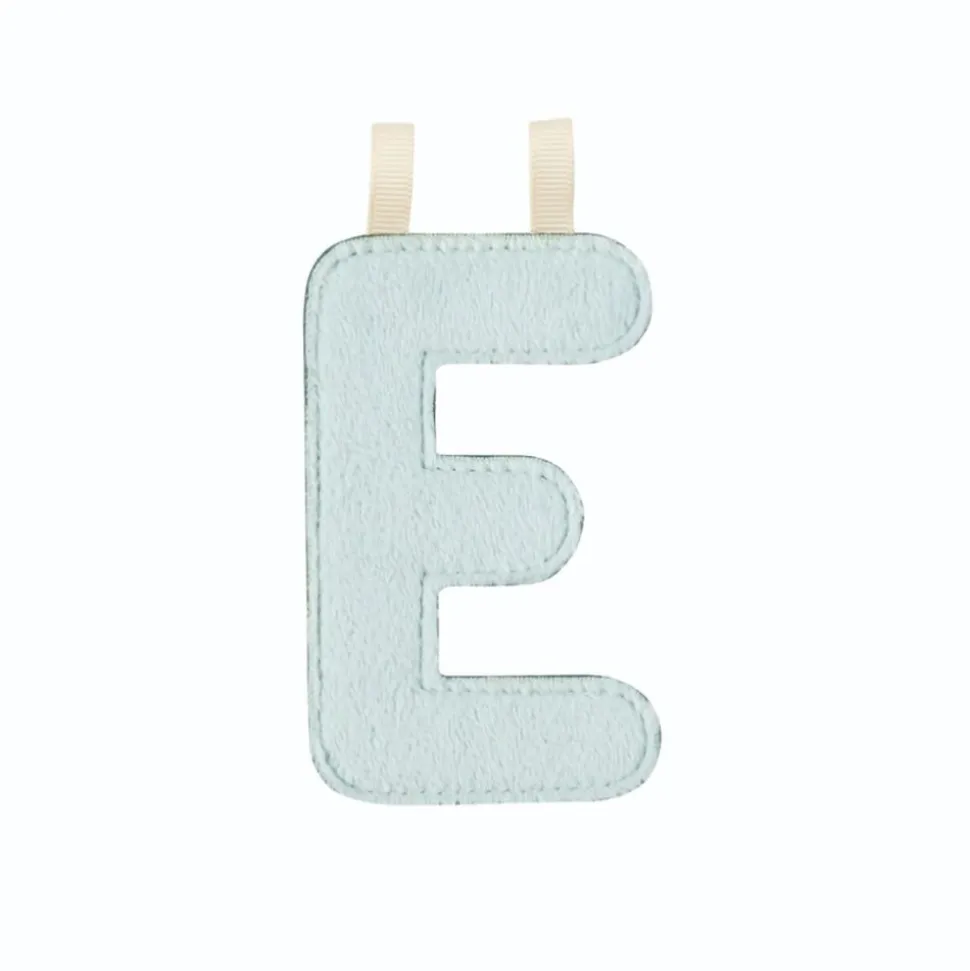 Lettre en tissu phosphorescente bleue e