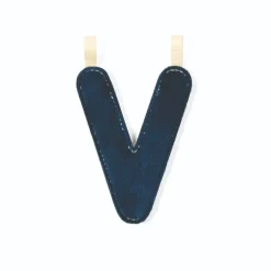 Lettre en tissu phosphorescente bleue v