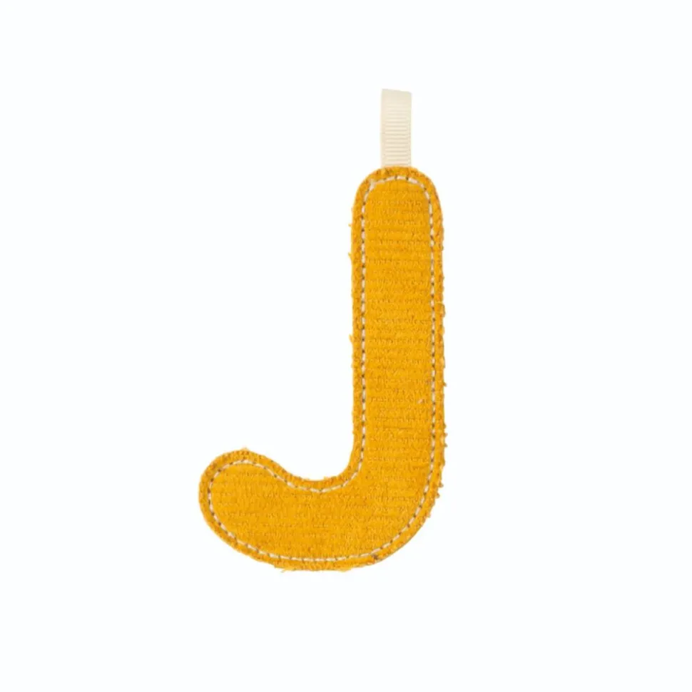 Lettre en tissu phosphorescente jaune j