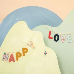 Lettre en tissu phosphorescente jaune f