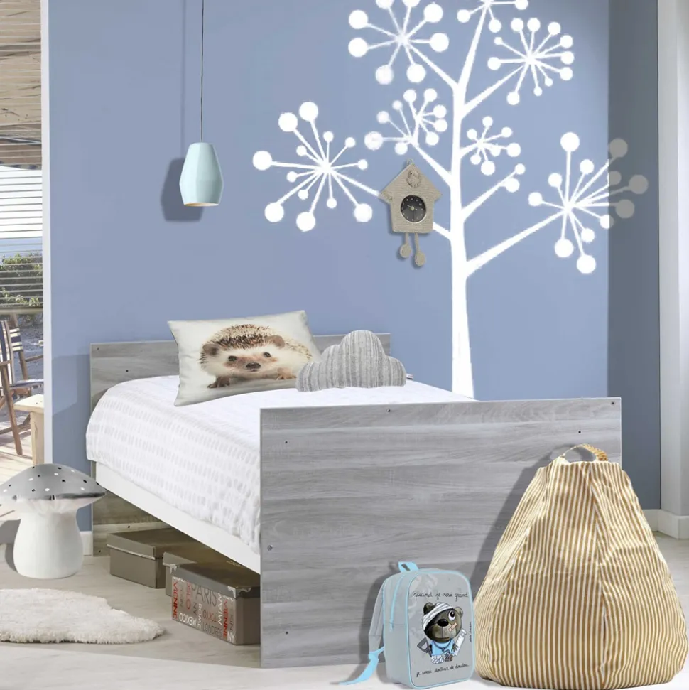 Lit bébé combiné évolutif 60x120cm en 90x190cm leaf