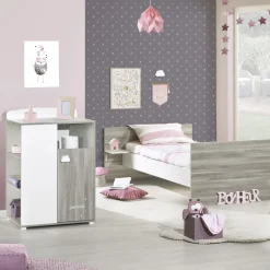 Lit bébé combiné évolutif 60x120 en 90x190 smile chêne silex