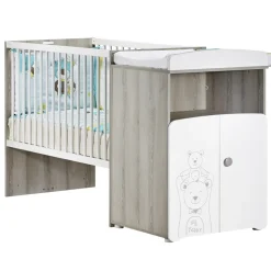 Lit bébé combiné évolutif 60x120 en 90x190 teddy