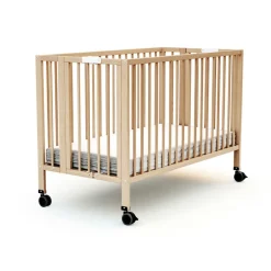 Lit bébé pliant 60x120 cm confort hêtre verni
