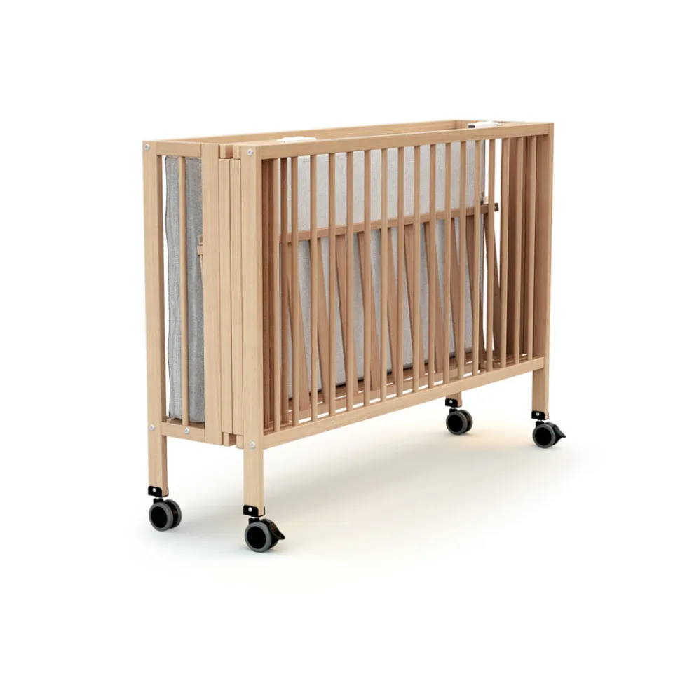 Lit bébé pliant 60x120 cm confort hêtre verni