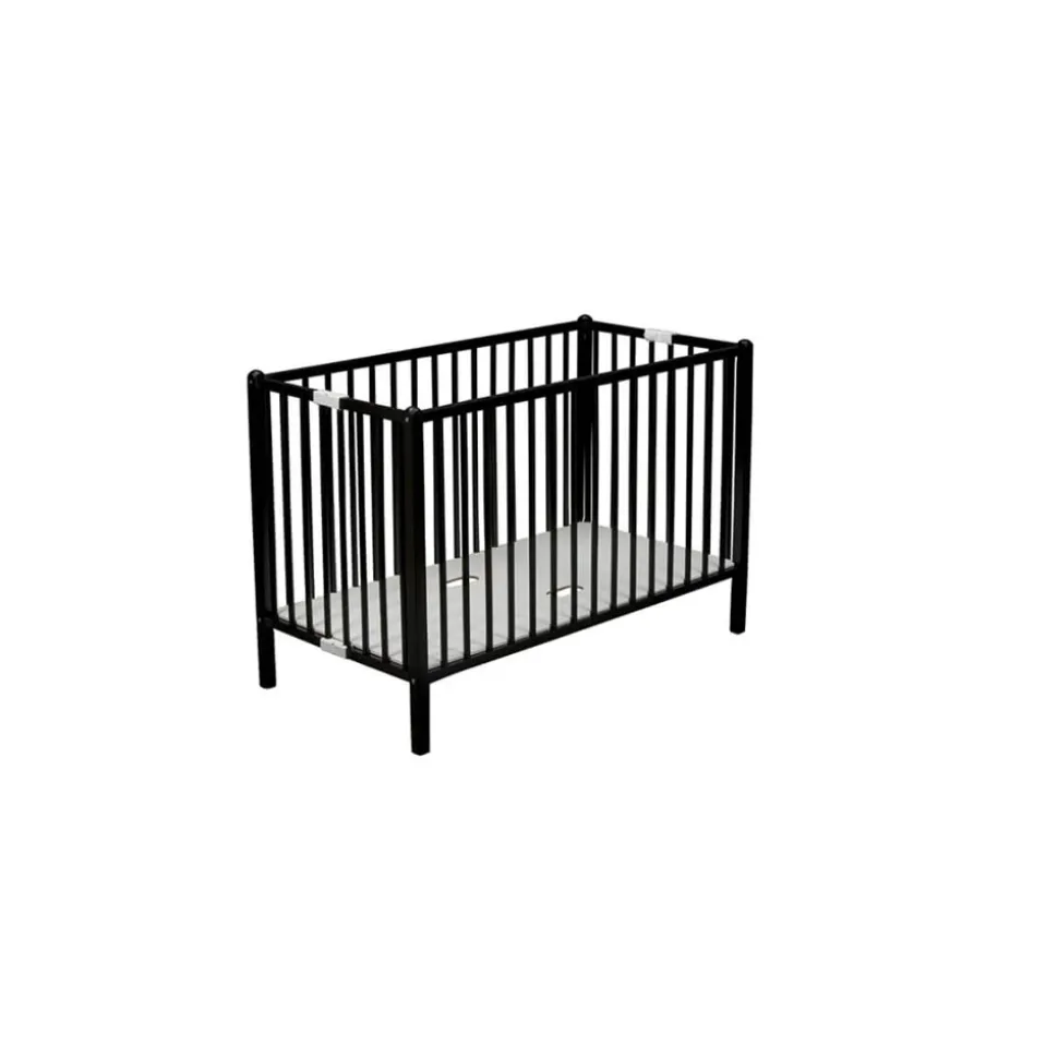 Lit bébé roméo 60x120cm extra-pliant laque noir